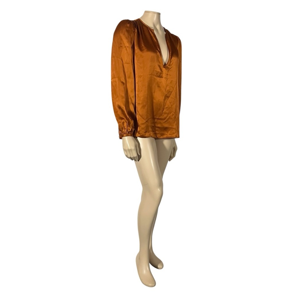 NWT L’agence Lou Silk Blouse Turmeric Burnt Orange Colour